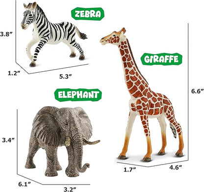 6PCS Safari Animal Figure Toys for Kids 3-5 Realistic Plastic Jungle Animal Figurines African Wildlife Learning Toys for Kids Boys Girls Toddlers