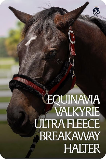 Equinavia Valkyrie Soft Ultra Fleece Padded Adjustable Breakaway Horse Halter - Wine Red/Black - Cob