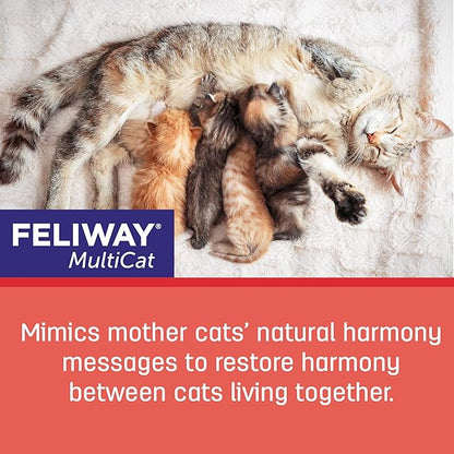 FELIWAY MultiCat 30 Day Cat Calming Plug In Pheromone Diffuser Starter Kit, 48ml - Helps Reduce Conflicts and Signs of Tension in Multi-Cat Households