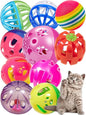10-Pack Colorful Cat Toy Balls with Bells for Indoor Cats and Kittens (1.5'' - 2.3'', Cat Toys Mega Set)