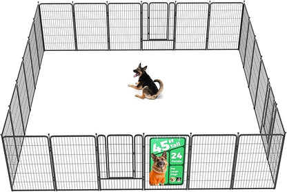 FXW Rollick Unleashed Dog Playpen for Indoor, Yard, RV Camping, 45 inch 24 Panels for Large Dogs, Black│Patented
