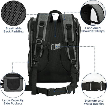 Apollo Walker Pet Carrier Backpack for 4-15lb Cats and Dogs, Puppies, Safety Features and Cushion Back Support | for Travel, Hiking, Outdoor Use (Gray)