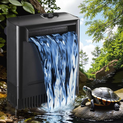 290GPH Turtle Tank Filter for 40-85 Gallon, Turtle Filter Low Water Level Available and Flow Adjustable, Turtle Water Filter for Shrimps Amphibians Turtle Tank Saltwater Freshwater Crystal Clear