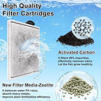 16 Pack Large Filter Cartridges Compatible with Aqueon QuietFlow Filter LED PRO Size 20,30,50,75/Power Filter Size 20,30,50,55/75, E Internal Size 40 Canister Filter