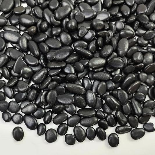 2 lbs Black Pebbles for Indoor Plants, 3/8 inch Decorative Rocks, Black River Rocks for Succulent Potted Plant, Vase, Aquarium, Landscaping and Outdoor Garden Rocks