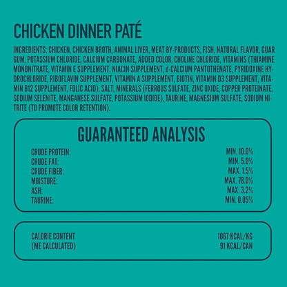 A Strong Heart Canned Wet Cat Food, Chicken Dinner Paté - 3 oz Cans (Pack of 24), Made in The USA with Real Chicken