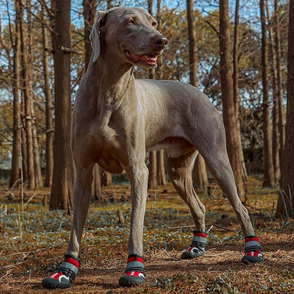 Dog Shoes for Large Dogs, Medium Dog Boots & Paw Protectors for Winter Snowy Day, Summer Hot Pavement,Waterproof in Rainy Weather,Outdoor Walking,Indoor Hardfloors Anti Slip Sole(Red, 3# (XS))