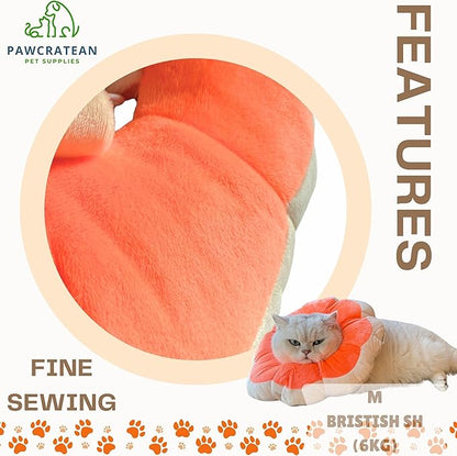 Adjustable Comfy Flower Style Elizabeth Collar for Cats Puppies Soft Recovery Cone Pet Protective Neck Collar (Orange, Medium)