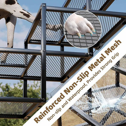 Dog Stairs for Large Dogs, Linvivon Extra Wide 20" Dog Steps with Non-Slip Surface and Reflective Strips, Outdoor Foldable Dog Ramp for Stairs, Car, Truck and SUV, Supports Up to 400LBS, 5 Steps