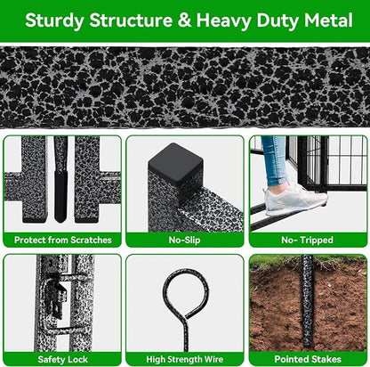 Dog Playpen Outdoor Extra Wide 24 Panels Heavy Duty Dog Fence 47" Height Anti-Rust with Doors Portable for RV Camping Yard, Total 63FT, 316 Sq.ft, Snowy Black