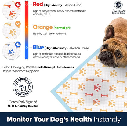 AKC Advanced Puppy Pads with Color-Changing Health+ Indicator and Ultra Absorbent Quick Dry Gel – 28"x30" Leakproof Training Pads for Dogs – Fresh Scented – 50 Count, X-Large