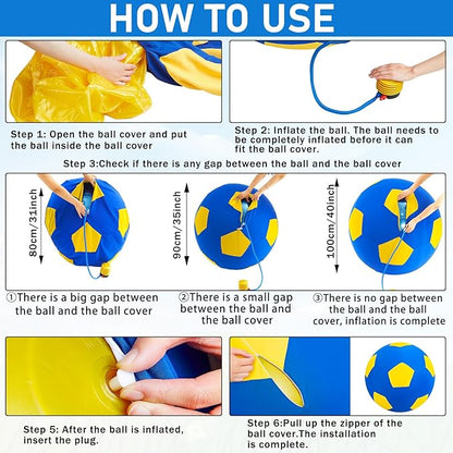 40inch Giant Herding Ball with Ball Cover Anti Burst Please Watch VCR for How to Inflation Horse Toys for Horses Stall Entertainment Play, Pump Included(Yellow,Stylish)