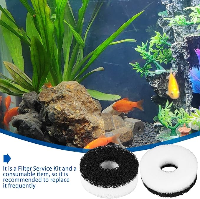 Filter Replacement Compatible with Biorb Aquariums(10 Piece of Carbon Foam, 10 Piece of Regular Foam, 2 Cleaning brushs and 1 Piece Cleaner pad)