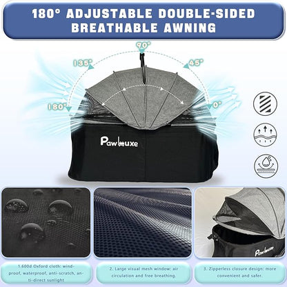 4 Wheels Pet Stroller 4 in 1 Pet Stroller with Detachable Carrier for Small & Medium Dogs Cats up to 55 lbs Easy-Folding Travel Dog Wagon with Car Seat Breathable Mesh,Gray