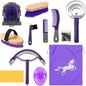 Abbylike 12 Pieces Horse Grooming Kit Racing Festival Tack Room Supplies Horse Brush Sets Equine Care Cleaning Kit Shedding Grooming Massaging Tools(Gray and Purple)