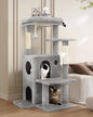 Globlazer Cat Tree Tower for Indoor Cats, 50-inch Adult Cat Tree House for Large Adult Cats with Steps, Scratching Post, 2 Cat Caves, Dangling Toys, FC50, Light Grey
