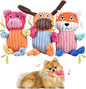 3pcs Dog Squeaky Toys, Plush Stuffed Puppy Chew Toy for Extended Play, Interactive Toys Gifts for Small Medium Large Chewer Dogs, Pet Toy Bulk to Keep Them Busy(Dog&Fox&Pig)