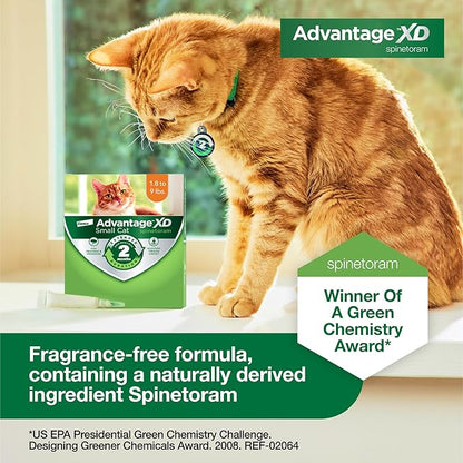 Advantage XD Small Cat Flea Prevention & Treatment For Cats 1.8-9lbs. | 4-Topical Doses, 2-Months of Protection Per Dose