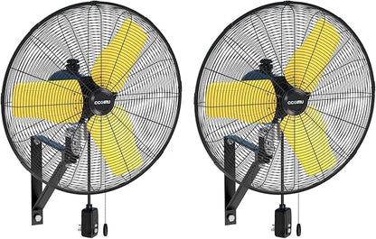 9000 CFM 24" Outdoor Oscillating Wall Fan with 2 Pack, High Velocity 3-Speed Waterproof Professional Outdoor Fan, Heavy Duty Industrial Wall Mount Fans for Commercial, Garage, Warehouse, UL Listed
