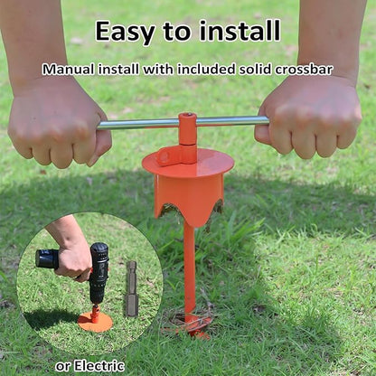 Dog Stakes for Outside Heavy Duty Hold up to 350Lbs Large Dogs Tie Out Tether Leash Chain for Yard Screw in Ground Anchors 17inch with Buffer Rope, Blue