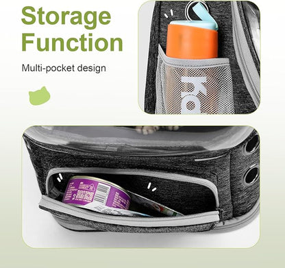 Expandable Cat Backpack,Cat Bubble Backpack Carrier for Carrying Cats, Pets and Small Dogs,Airline-Approved,Designed for Travel, Hiking, Walking,Car （Black