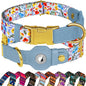 AirTag Dog Collar for Small Medium Large Breed - Adjustable Cute Pattern Dog Collar with Airtag Holder - Soft Leather Tracker GPS Apple Air Tag Pet Collars (Small, 12"-15" Neck Fit, Floral)