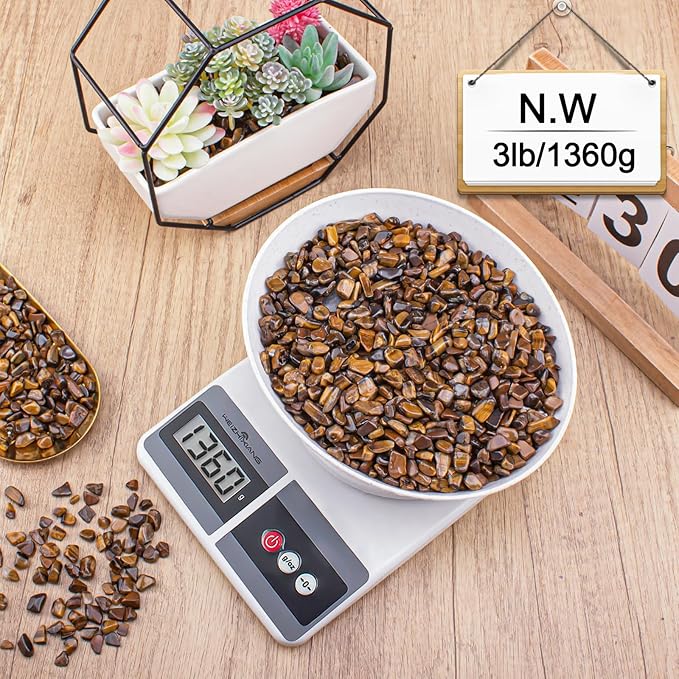 3 Lb Tiger Eye Aquarium Gravel Rocks Polished Tumbled Crushed Stones, Natural Crushed Stone Crystal Chips Decorative for Fish Tank||Vase Filler|Succulent Plants Decor, 6mm-9mm