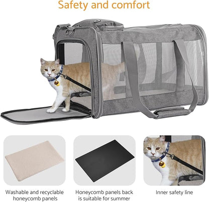 Airline-Approved Pet Carrier Cat Carrier Dog Carrier - Stylish Lightweight, Handheld & Crossbody, Honeycomb Support, Anti-Escape Design for Travel, Walks & Daily Outings