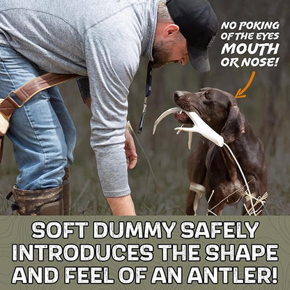 DogBone Shed Hunting Dog Training Kit – Train Your Puppy to Find Deer Antlers - Includes 2 oz Scent for Nosework & Flexible Floating Dummy for Retrieving - Perfect for Whitetail Hunters