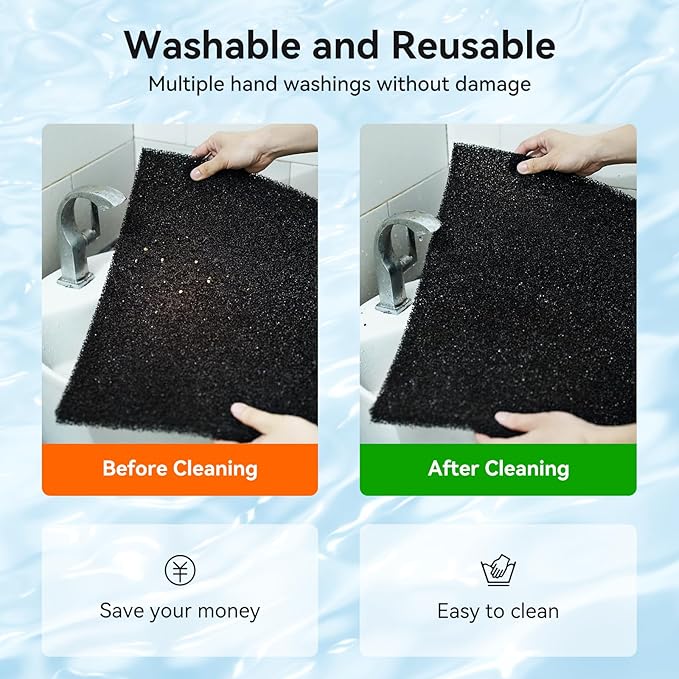 Aquarium Filter Sponge Pad, Filter Media Foam Sponges, Filter Accessories for Fish Tanks and Ponds (18.5"x18.5"x1.6", 20PPI, 2 Pack)