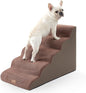 Extra Wide Dog Stairs 19.7" Width, Large Pet Step for Small Medium Dog, Puppy or Cat, Ramp for High Bed or Car, High Density Foam Ladder, Stable, 5 Step, 19.7x33x22.4 inch, Brown