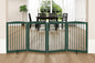 Freestanding Pet Gate for Dogs, Indoor Wooden Dog Gate for House, Foldable Dog Gate for Doorway, Stair, Step Over Pet Puppy Safety Fence Tall, 80 Inch Wide, 4 Panels 32", Green