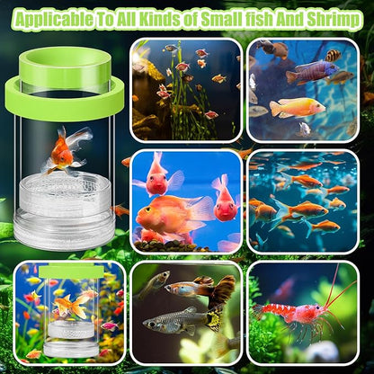 2 Pcs Breeder Box for Fish Tank Aquarium Breeder Separation Net Breeding Box with Suction Cup for Small Fish Shrimp Clownfish Guppy(Green,L)