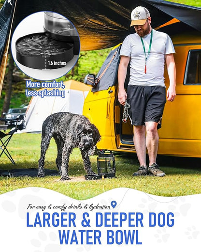 Dog Water Bottle Travel Bowl, 77oz Large Portable Dog Water Bowl Dispenser, Leakproof Pet Drinking Bottle Dispenser for Hiking Camping Walking Travelling Beach Car Trips, BPA Free, Black