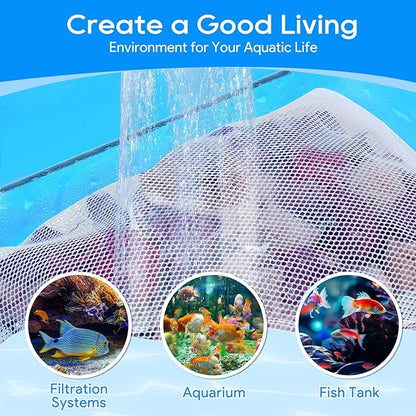 Aquarium Filter Media Bags for Aquarium with Zipper, Fine Mesh Bag Reusable Strong Polyester for Activated Carbon, Bio Filter Balls, Ceramic Rings, Filter Stones, White 10PCS 3.93" x 3.93"