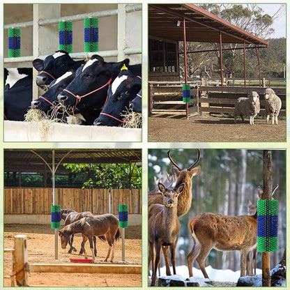 2PCS Livestock Scratch Brush, 17.5 x 7.8 Inch Goat Brushes for Grooming, Horse Brushes for Scratching, Livestock Brushing with 4 Screws for Horse, Elk, Cattle, Pig, Sheep（Green）