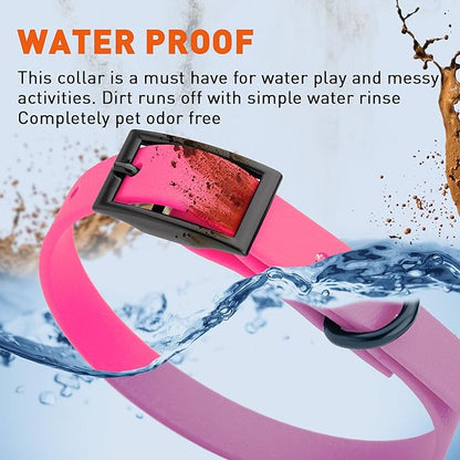 Dogline Biothane Waterproof Dog Collar Strong Coated Nylon Webbing with Black Hardware Odor- Proof for Easy Care Easy to Clean High Performance Fits Small Medium or Large Dogs, Passionfruit Pink