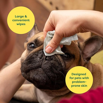 Earth Rated Wrinkle Wipes for Dogs, Perfect for Bulldogs and Pugs, to Cleanse Wrinkles and Folds, Wild Oat Scent, 60 Count