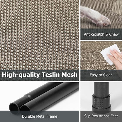 Elevated Dog Bed for Outdoor, XXL Raised Dog Cot Indestructible with Washable Mesh, Cooling Summer Pet Cot Chew Proof for Outside Camping Travel, 51 inch Brown