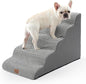 Extra Wide Dog Stairs 19.7" Width, Large Pet Step for Small Medium Dog, Puppy or Cat, Ramp for High Bed or Car, High Density Foam Ladder, Stable, 5 Step, 19.7x33x22.4 inch, White Black