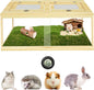 32" Hamster Habitat Enclosure, Lockable Sliding Door Gerbil Cage, Dwarf Hamster Cage with Metal Mesh Roof, Chewproof Syrian Hamster Cage for Mice, Small Animal, (Wooden, 32" L x 16" W x 16" H)