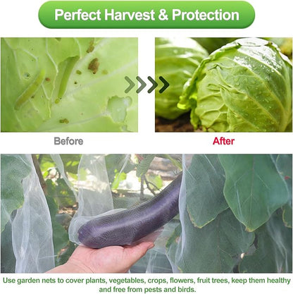 Garden Netting Mesh, 10X30 FT Garden Netting with 16 Cilps & Ultra Fine Mesh Net Bird Barrier Protection for Garden Vegetables Flowers Shrubs Fruit Trees Indoors & Outdoors Plant Beds Greenhouse