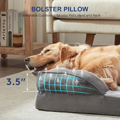 FURTIME Orthopedic Dog Beds for Meidum Large Dogs, Washable Dog Bed with Supportive Foam, Pet Sofa with Removable Cover, Waterproof, Nonskid Bottom