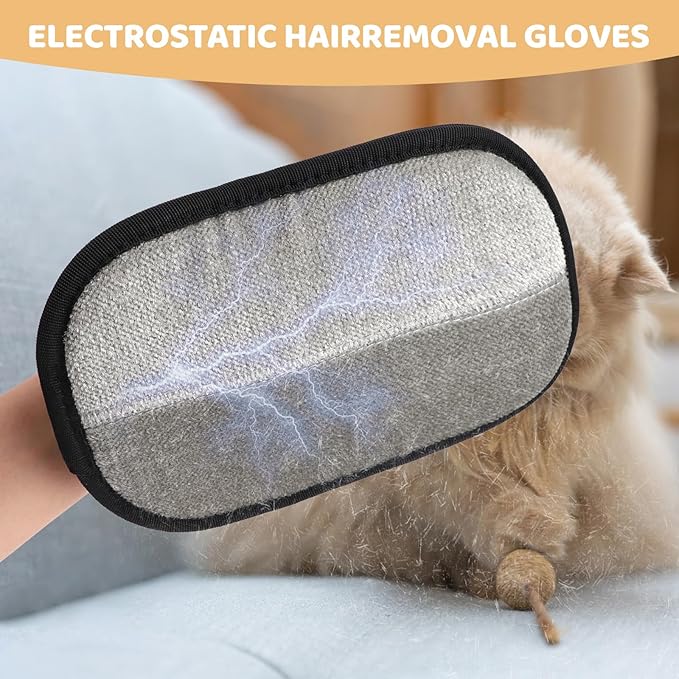 2 Pcs Pet Hair Remover Gloves, Reusable Electrostatic Hair Removal Glove