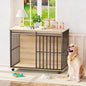 43.7" Dog Crate Furniture, XL Dog Crate Dog Kennel Indoor with Wheels for Large Medium Small Dogs, Wooden Dog Kennel End Table with Sliding Door Wooden Furniture Crates for Living Room, Bedroom