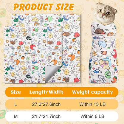 21.7 in Cat Wrap for Cutting Nails, Self-Adhesive Cat Grooming Wrap Anti-Escape Cat Restraint for Nail Clipping Cat Swaddle Wrap Cat Wrapping Cloth for Pet Cleaning and Beauty (Within 6.6 lbs)