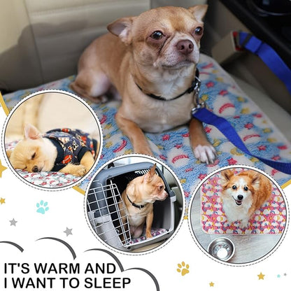 4 Pcs Waterproof Guinea Pig Blankets Washable Small Animal Fleece Bedding Absorbent Guinea Pig Cage Liners Reusable Pet Pee Pad Sleep Mat Pad Cover for Hamster Ferret (Moon Star Pattern,12 x 12 Inch)