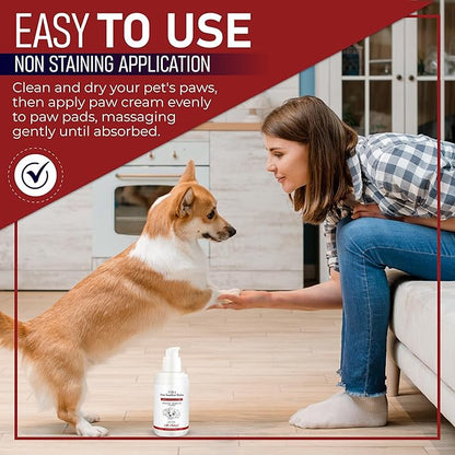 Dog Paw Pad Balm - 3-in-1 Lick Safe Soother & Moisturizer& Lotion for Dog Paws Nose, Elbow, Snout - Natural, Quick-Drying, Non-Sticky - All-Weather Cat Paw Balm Cream- 3.5 Oz/100Gram