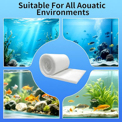 Aquarium Filter Floss- 1" Thick Multi-Layer Fish Tank Filter Floss Water Polishing Filter Pad, for Crystal Clear Water, Media Roll Cut to Size 12"x72"