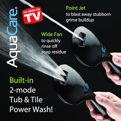 Hotel Spa AquaCare As-Seen-On-TV High Pressure 48-setting Rain & Handheld 3-way Shower Head Combo - Anti-clog Nozzles/Tub, Tile & Pet Power Wash/Extra Long 6 ft. Hose/Matte Black Finish